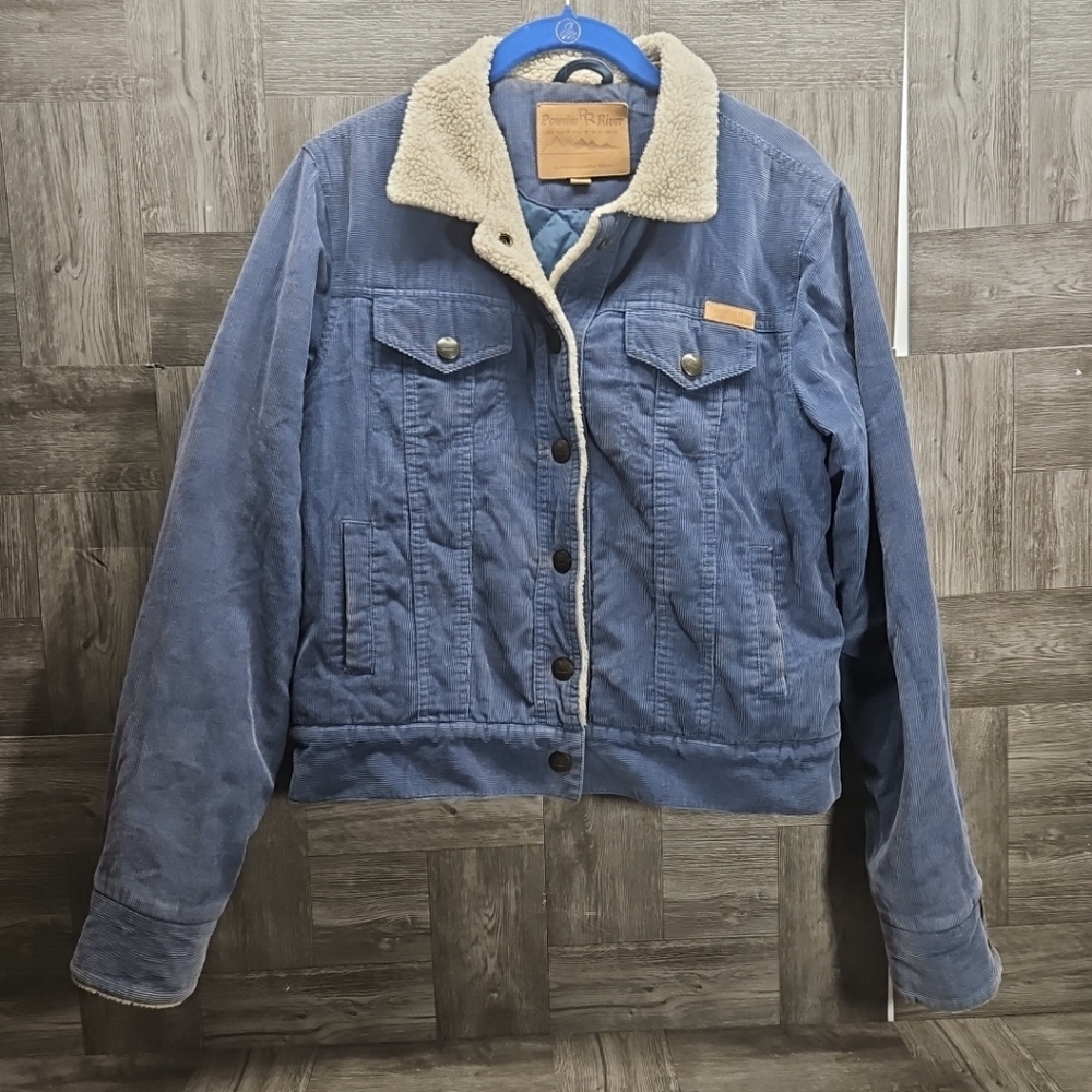 Powder River Outfitters Panhandle Slim Blue Corduroy Jacket Womens Size Small